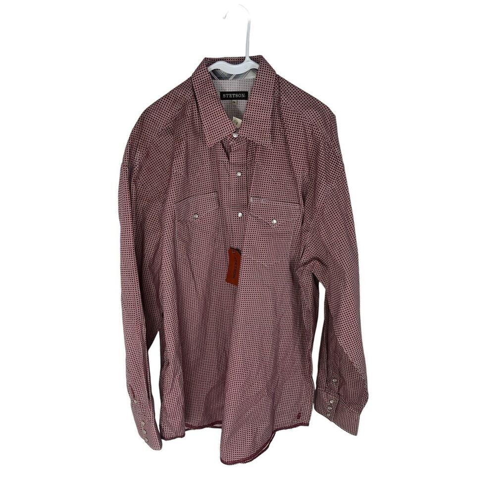 Stetson Mens 2XL Pearl Snap Long Sleeve Cowboy Western 100% Cotton Flip Cuff